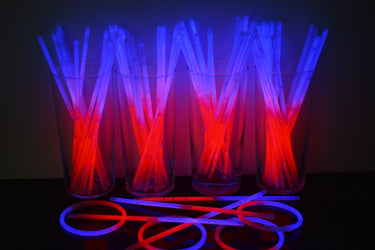 8 inch Premium Bi-Color Blue/Red Glow Stick Bracelets- 100 per package
